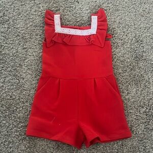 Janie and Jack girls red romper